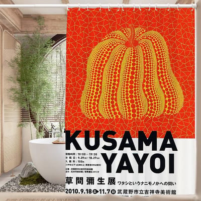 Yayoi Kusama Kunst Badkamer Douchegordijn Afschermende Scheidingswand Douchegordijn Sneldrogend Kan Worden Schrobbaar Licht Ondoorzichtig Bad W60H190(CM)-1 Pcs