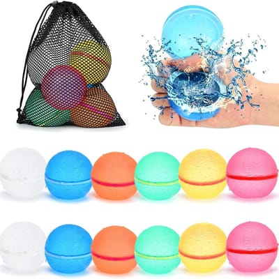 Waterbommen, herbruikbaar, 12 stuks, snel vulbare waterbommen, zelfsluitende magnetische spuitballen, voor kinderen, volwassenen, strand, zwembadfeest, strand, waterspeelgoed