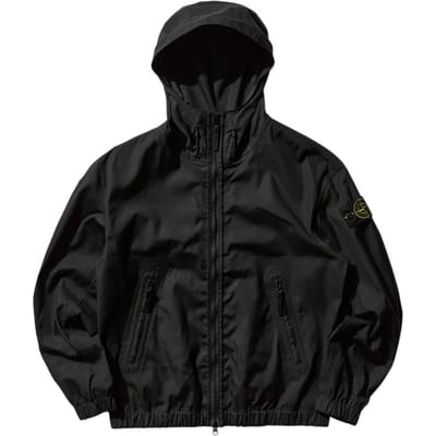 Stone Island SS25 Dicht Geweven Supima Katoen Canvas Met Capuchon Jas Mannen Jassen K1S1541000-79S0011-V0029 M black