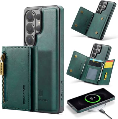 Stravo × DG.MING Leer / Leren Telefoonhoesje Case – Geschikt voor Samsung Galaxy S26 Ultra – 2-in-1 Hoesje met Afneembare Kaarthouder – MagSafe Compatibel – Groen