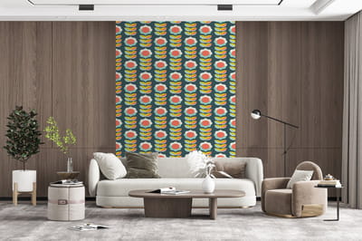Behang - Fotobehang Retro - Bloemen - Scandinavisch - Breedte 200 cm x hoogte 300 cm