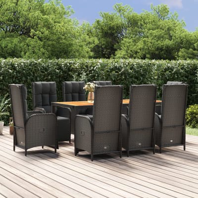 vidaXL - 9-delige - Tuinset - poly - rattan - zwart