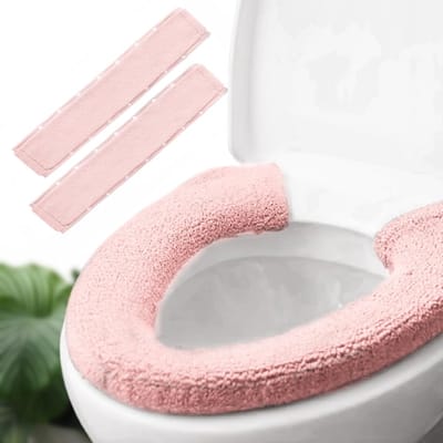 2 Stuks Pluche Toiletzitting Verwarmer - Warme & Dikke Toiletbril Covers in Lichtroze
