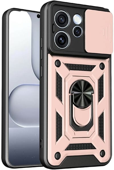 Coverup Hoesje - Geschikt voor OPPO Reno15 Pro Hoesje - Coverup Armor Ring Kickstand Back Cover met Camera Shield - Rose Gold
