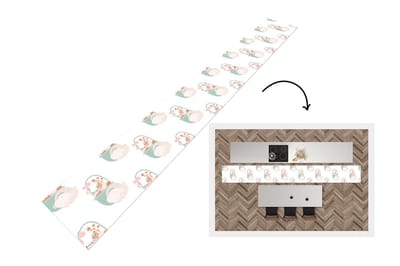 Keukenloper - Keukenmat - Patroon - Pasen - Paasmand - 400x50 cm - Keuken vloerkleed