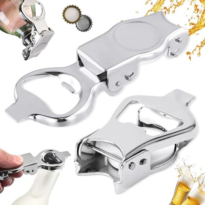 Vouwbare multifunctionele flesopener van roestvrij staal, ideaal voor picnics, kamperen en feestjes, met dop en handige functies