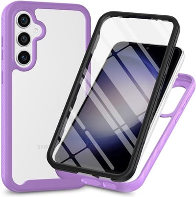 Exobox Geschikt voor Samsung Galaxy 24 FE 5G - Met ingebouwde screenprotector - Back Cover Hoesje - Paars