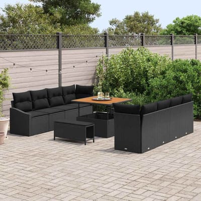 vidaXL - Tuinbank - Set - 11 - st - 10-Aantal - zitplaatsen - Zwart