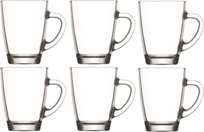 Dailygoods- Theeglazen Set van 6 - Dubbelwandig - 300 ml - Vaatwasserbestendig - Handvat - Dikwandig - Theekopjes