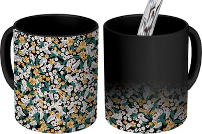 Magische Mok - Foto op Warmte Mokken - Koffiemok - Bloemen - Regenboog - Patronen - Magic Mok - Beker - 350 ML - Theemok