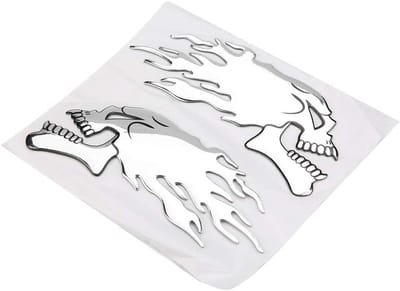 3D Skulls Stickers voor Auto en Motor, 2 Stuks Decoratieve Decals voor Tank en Helm, Chrome Autocollants voor Motorrijders