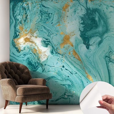 Coloray Zelfklevend Behang - Zeegolven Stickerbehang op rol - 250x250 cm - Blauw Zelfklevend Behang - Voor de woonkamer, slaapkamer en kantoor - Plakklare achterzijde - Zelfklevend fotobehang