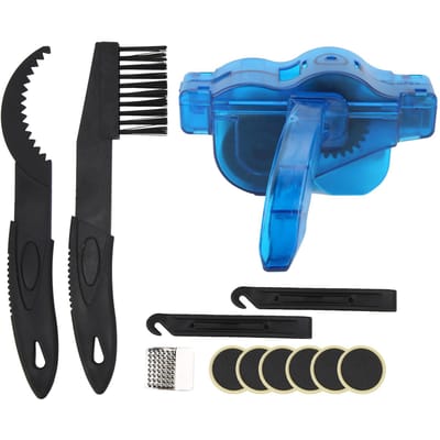 Kit de Nettoyage de Chaîne de Vélo Brosse Nettoyante Ensemble de Réparation de Pneus de Vélo Accessoire d'Entretien blue