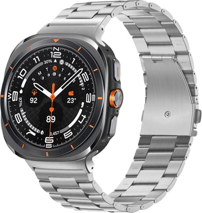 Bandz Stalen schakel band 'Classic' met vlindersluiting - geschikt voor Samsung Galaxy Watch Ultra 2 (2026) / Ultra (2024/2025) - inclusief horloge inkort set (zilver)