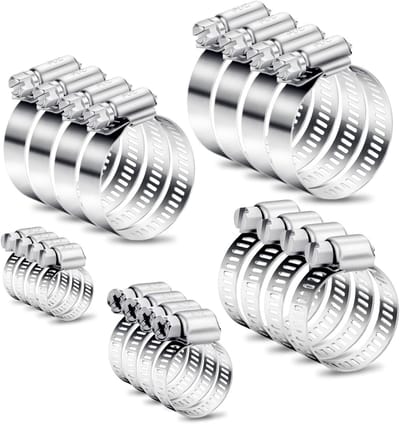 Set van 20 RVS Verstelbare Slangklemmen 8-51 mm - Sterke Klemmen voor Tuin, Auto en Waterleidingen