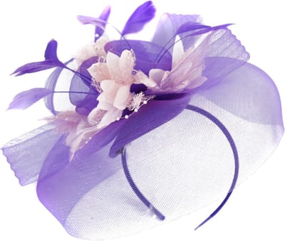 Elegante Hoofdband Fascinator met Sluier en Net – Paars/Babyroze voor Feest, Bruiloft of Derby