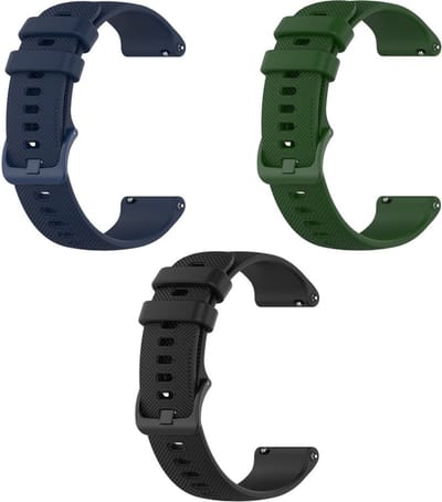 Strap-it – Siliconen Horlogebandje 22mm (Zwart) + (Donkerblauw) + (Legergroen) – Geschikt voor Samsung Galaxy Watch 3 45mm / Galaxy Watch 46mm / Gear S3 Classic & Frontier / Polar Vantage M / M2 / V3 / Grit X / Garmin Vivoactive 4
