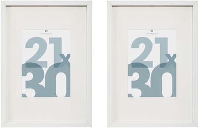 Atmosphera Fotolijstje Manu - 2x - met passe partout - voor een foto van 21 x 30 cm - wit - MDF/Glas - Klassieker