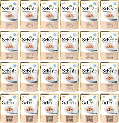 Schesir Single Dish - Tonijn met Zalm - Kattenvoer - 50g Sachets - 24 stuks