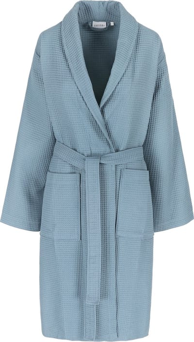 Casilin - Badjas voor Dames en Heren - Maat M - Sauna Wafelbadjas Voor Volwassen - Met riem - Katoen - Absorberend - Wasmachinebestendig - Blauw