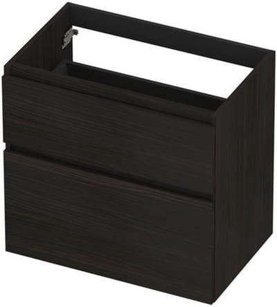 INK - Onderkast 2 Laden Greeploos Fineer Eiken met Houten Keerlijst A-symmetrisch - 700x450x650 Mm - Matt Intens Black