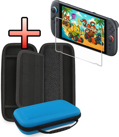 Hoesje Geschikt voor Nintendo Switch 2 Case Hoes Hard Cover Met Screenprotector - Hoes Geschikt voor Nintendo Switch 2 Hoes - Blauw
