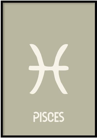 Poster Sterrenbeeld Pisces bruin - 50x70 cm - Sterrenbeeld - WALLLL - Exclusief lijst - Professioneel fotopapier