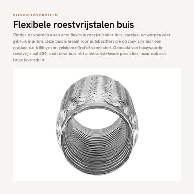 Dailygoods- Roestvrijstalen Buis - Flexibele Afvoerslang - Interne Golfbuis - Diameter 76 mm - Geluidsreductie - Duurzaam en Corrosiebestendig - Flexibele Slang