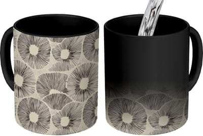 Magische Mok - Foto op Warmte Mokken - Koffiemok - Cirkels - Patroon - Zwart - Magic Mok - Beker - 350 ML - Theemok