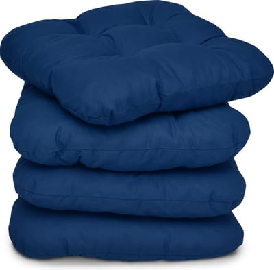 Beautissu Lisa – Set van 4 Zitkussen 40x40 cm – Stoelkussens Eetkamer – 8cm Vulling – Donker Blauw