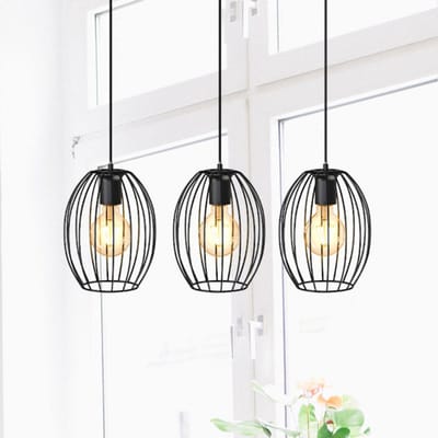 B.K.Licht - Metalen Hanglamp - eetkamer - zwart - industrieel - pendellamp - l:112cm - E27 fitting