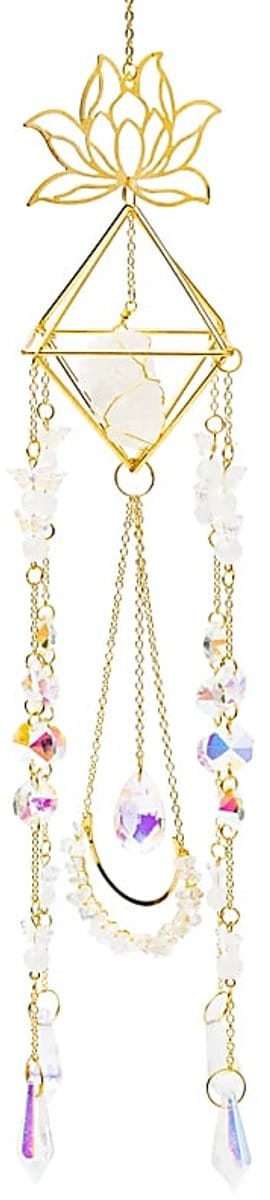 Suncatcher lotus en vlinders met bergkristal- 9 cm x 51 cm