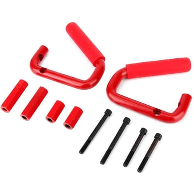 Poignées de maintien avant antidérapantes en alliage d'aluminium Accessoire compatible pour Jeep Wrangler JK 2 portes 4 portes 2007 2019 Rouge red