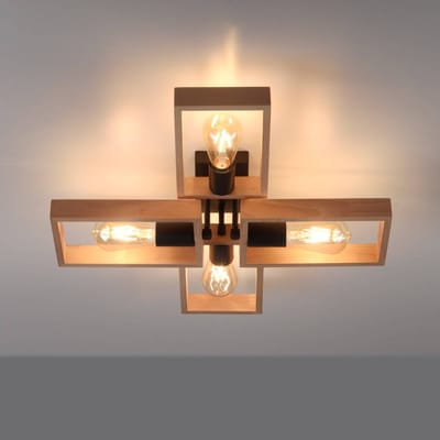 JUST LIGHT. GmbH Frame plafondlamp van hout, 4-lamps