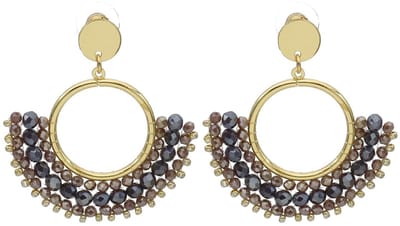 Oorbellen met glaskralen – bruin – 5x4,5 cm