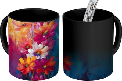 Magische Mok - Foto op Warmte Mokken - Koffiemok - Felle bloemen - Dynamisch - Levendig - Magic Mok - Beker - 350 ML - Theemok