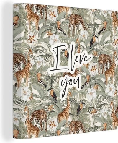 Canvas Schilderij I love you - Quotes - Spreuken - Liefde - Koppel - 20x20 cm - Wanddecoratie