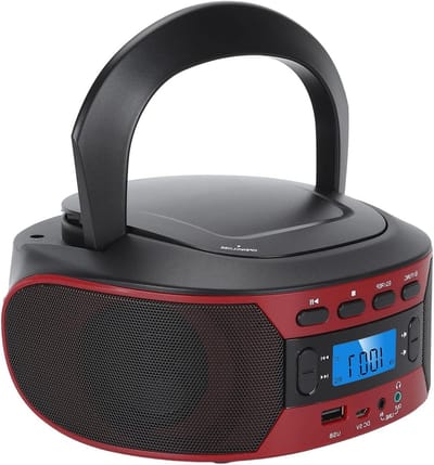 Draagbare Cd-speler met Bluetooth, FM-radio, USB-poort, AUX-ingang, Hoofdtelefoonaansluiting, Lcd-scherm, 5 Equalizerstanden, Compatibel met Cd's, Cd-rw's en Mp3's, voor Thuis en (EU-stekker)