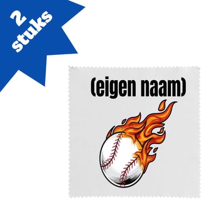 Akyol - honkbal vuur met eigen naam brillendoekjes - Honkbal - atleten - iemand die houdt van honkbal - verjaardag - cadeau - kado - 17,8 bij 17,8 cm - 2 stuks
