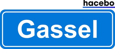 Hacebo - Plaatsnaam Sticker - 29x10 CM - Gassel sticker - Verkeersborden sticker - grappige cadeaus - Gassel