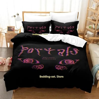 Nieuwe Hip Hop Melanie Martinez Portals Beddengoed Collectie Cartoon Anime DrieDelige Set Volwassene Kind Slaapkamer Dekbedovertrek Collecties 3D Kawaii Meisjes 70x133cm 2pcs black