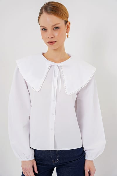 Poplin Baby Kraagshirt met Strik