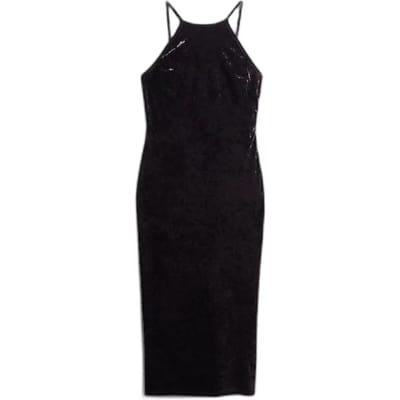 Middellange fluwelen jurk met kanten rug voor dames Superdry
