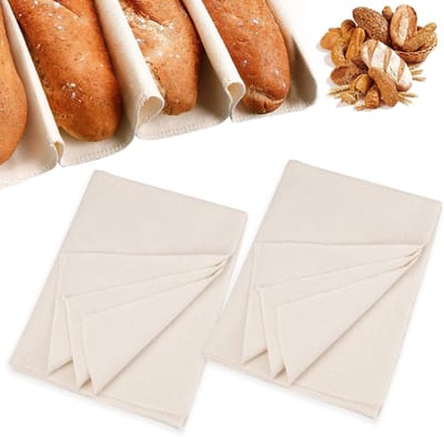 Set van 2 linnen doeken 48 x 36 cm, ideaal voor het bakken van brood, deeg en patisserie, gemaakt van hoogwaardige natuurlijke katoen en linnen