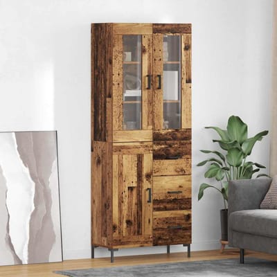 vidaXL - Highboard - 2 - st - Oudhout - 69,5 - x - 34 - x - 180 - cm - Bewerkt - hout