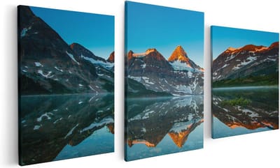 Artaza Canvas Schilderij Drieluik Berg Assiniboine Bij Het Meer In Canada - 120x60 - Foto Op Canvas - Canvas Print