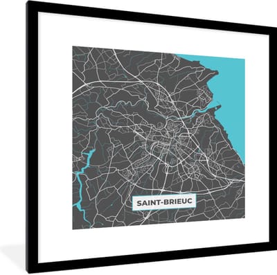 Fotolijst incl. Poster - Saint-Brieuc - Frankrijk - Stadskaart - Kaart - Plattegrond - 40x40 cm - Posterlijst
