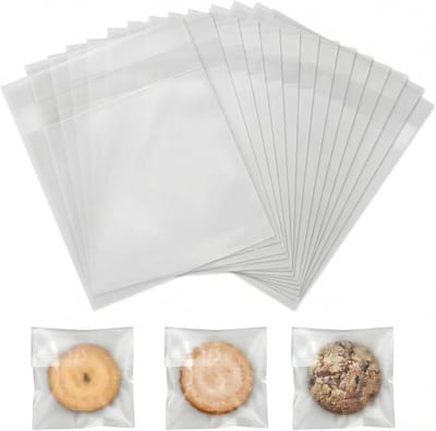 100 Transparante Cellofaanzakjes met Kleefsluiting, 10 x 10 cm, Ideaal voor Snoep, Koekjes en Cadeaus