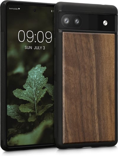 kwmobile telefoonhoesje geschikt voor Google Pixel 6a - Hoesje met bumper in donkerbruin - Backcover - hout