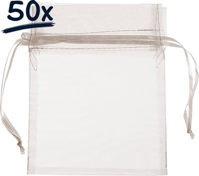 Set van 50 Organza Zakjes (12x15 cm) met Trekkkoord – Perfect voor Cadeaus, Bedankjes en Feestdecoratie